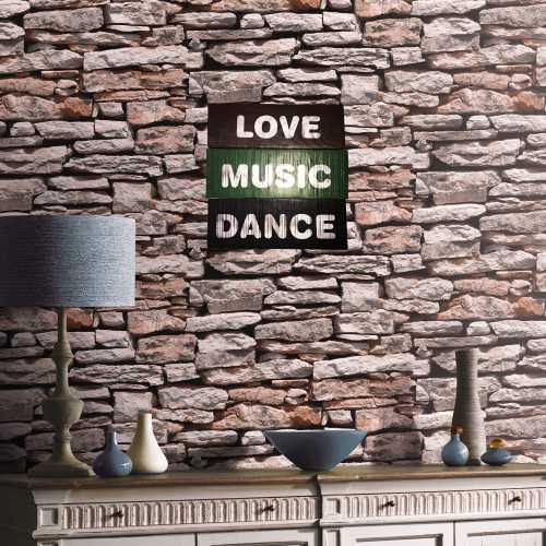 El Yapımı Ahşap Duvar Süsü Love Music Dance