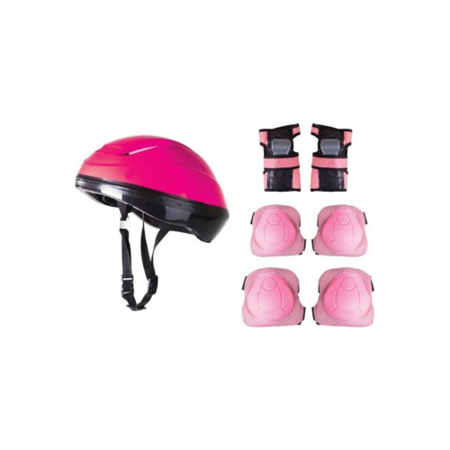 F-sports Kask Dizlik Dirseklik Koruyucu Seti Pembe Renk