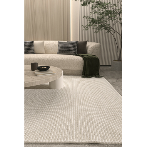 Vetrina 3601 Krem Yumuşak Dokulu Halı Kilim Salon Mutfak Koridor Kesme Yolluk Dokuma Makine Halısı