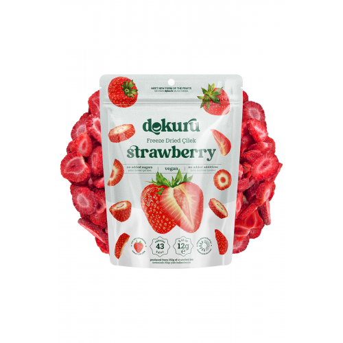 Çilek Kuru Meyve Cipsi - Dondurularak Kurutulmuş Freeze Dried Çıtır Çilek