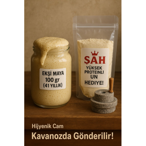 Ekşi Maya 100gr(41 YILLIK)şah Yüksek Proteinli Un Hediye!hijyenik Cam Kavanozda Gönderilir!