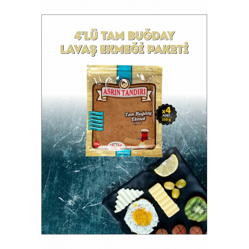 4'lü Ekşi Mayalı Tam Buğday Lavaş Tandır Ekmeği (Diyabetik Ekmek) (1Paket 350 Gr)
