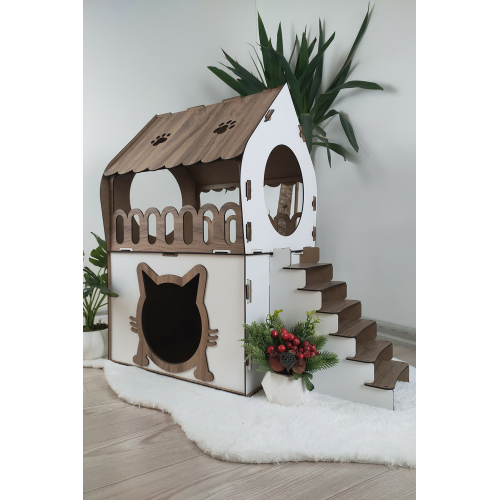 Kedi Evi 2 Katlı Merdivenli
