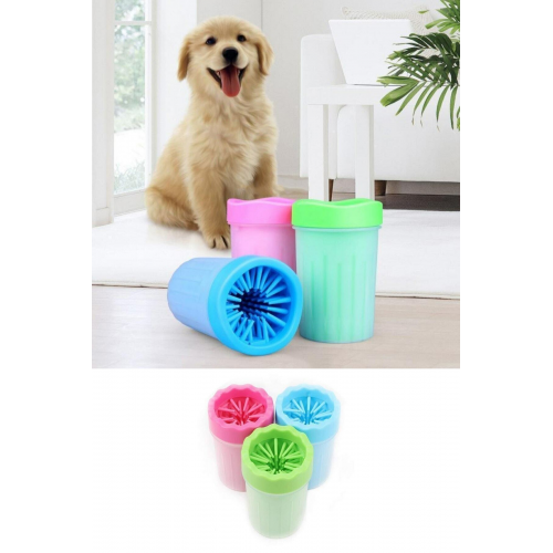 Köpek & Kedi Pati Ayak Yıkama Kovası Silikon Jel Fırçalı Pati Temizleme Bardak