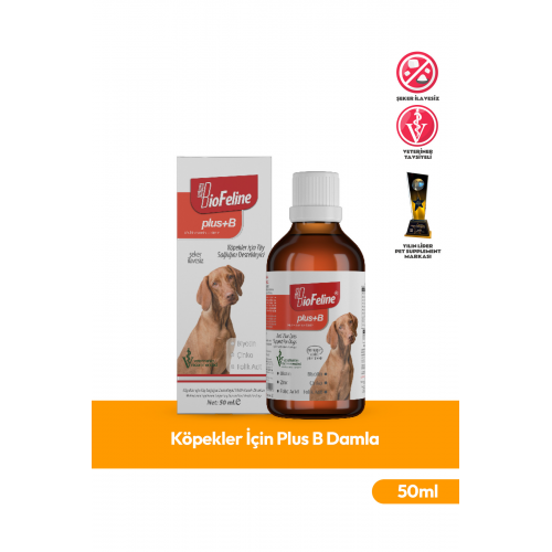 Köpekler Için Plus B Damla 50ml (KÖPEKLER İÇİN TÜY DÖKÜLMESİ ENGELLEYİCİ BİOTİN TÜY SAĞLIĞI DAMLASI)
