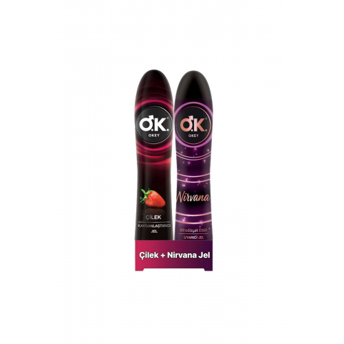 Çilek Kayganlaştırıcı Jel Su Bazlı 100 ml + Okey Nirvana Uyarıcı Jel Su Bazlı 100 ml