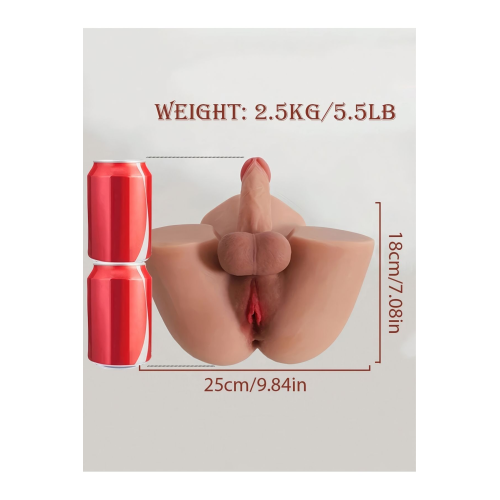 Büyük Boy 25cm 2.6 Kg Realistik 15 Cm Penis 3 Işlevli Suni Vajina Kalça Mastürbatör