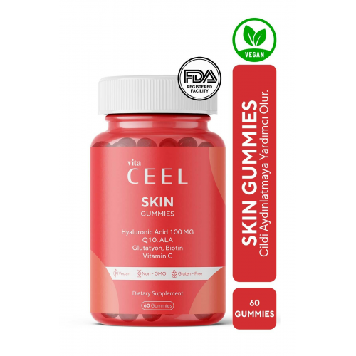 Cilt Aydınlatıcı, Nemlendirici Leke Karşıtı Vegan Gummy Vitamin C, Hyaluronic Acid, Glutatyon, Q10