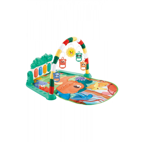 BabyLondy Dinozorlu Güneşli Piyanolu Bebek Oyun Halısı Eğitici Oyuncak Mavi