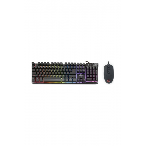 Rampage KM-RX9 Siyah Usb Gökkuşağı Zemin Aydınlatmalı Q Standart Oyuncu Klavye + Mouse Set