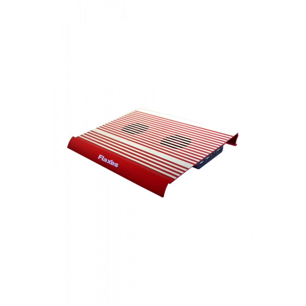 FLAXES FN-3333K Alüminyum Çift Fanlı Sessiz 4 usb Kırmızı Notebook Soğutucu en uygun fiyatı ile Aksesu'da