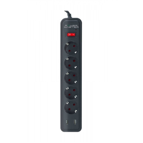 Powermaster PM-17565 2 Usb Çıkışlı 5'li 2 Metre Kablolu Akım Korumalı Priz