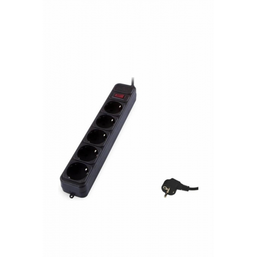 S-link Spg3-j-5 1.5m 5li Akım Korumalı Siyah Priz