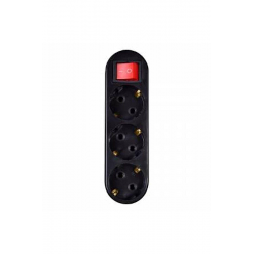 Smart Socket Üçlü Akım Korumalı & Anahtarlı Fiş Priz Golyad Siyah