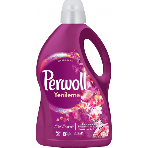 Perwoll Yenileme Çiçek Cazibesi Renkliler için 45 Yıkama Sıvı Çamaşır Deterjanı (1 x 2700 mL)