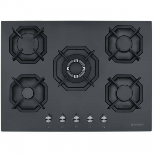 Eminçelik AH 2250 BW BG70 (22 385) Ankastre 70 Cm Siyah Cam Ocak (Woklu)