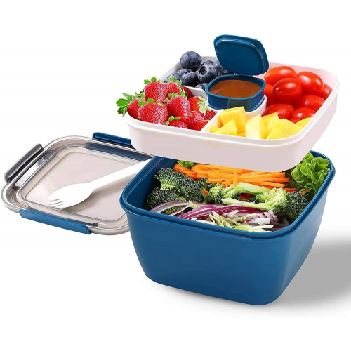 Chanurae Beslenme Kutusu Sızdırmaz Bento Kutusu Salata Kabı, Pansuman Kabı 3 Bölmeli Salata Kutusu Salata ve Atıştırmalıklar için, Atıştırmalık