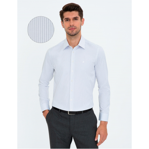 Pierre Cardin Erkek Gri Slim Fit Gömlek S Beden