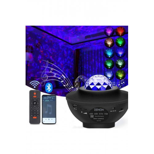 ZENON Starry Projektör Bluetooth+usb Hoparlör Lazer Işıklı Sese Duyarlı Renkli Disko Parti Lambası