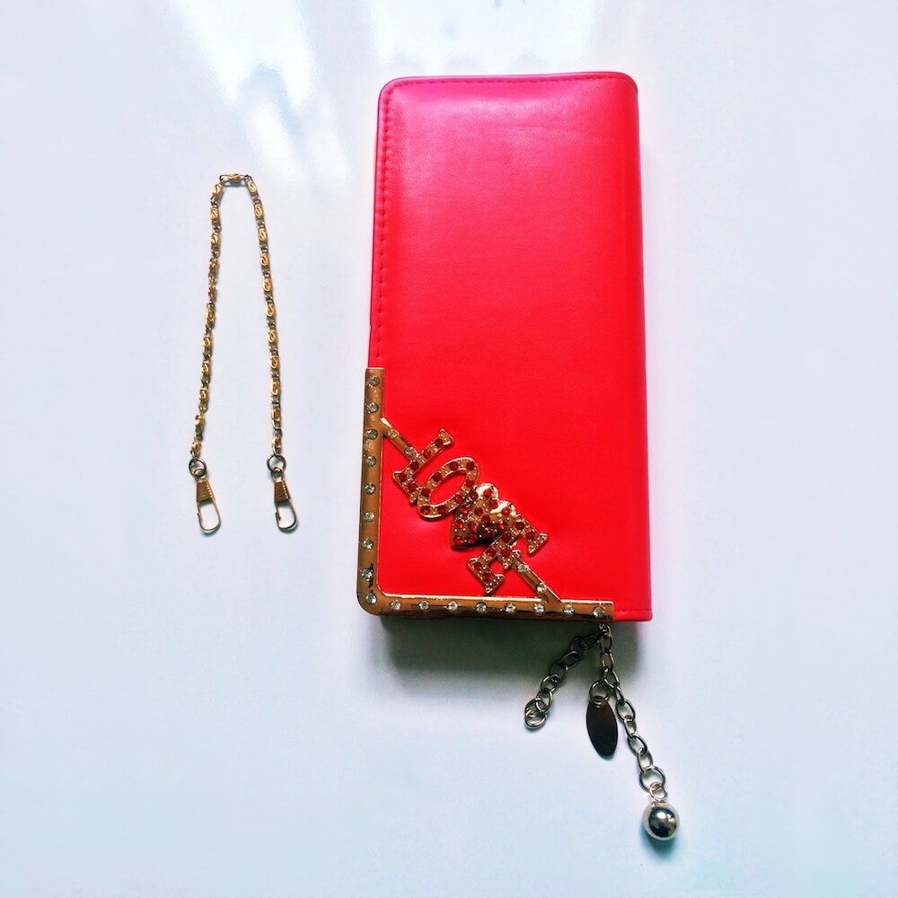 Kırmızı El Askılı Love Bayan Cüzdan