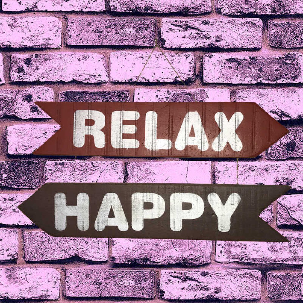 El Yapımı Ahşap Yön Oku Duvar Süsü Relax Happy