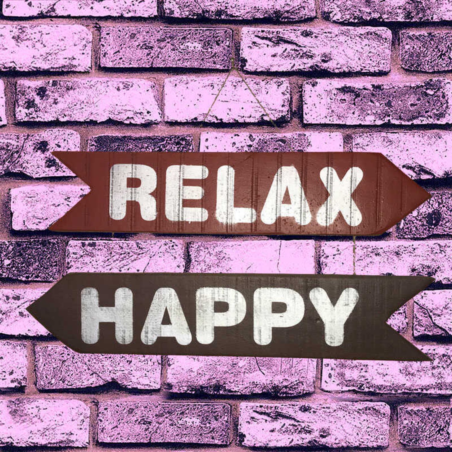 El Yapımı Ahşap Yön Oku Duvar Süsü Relax Happy