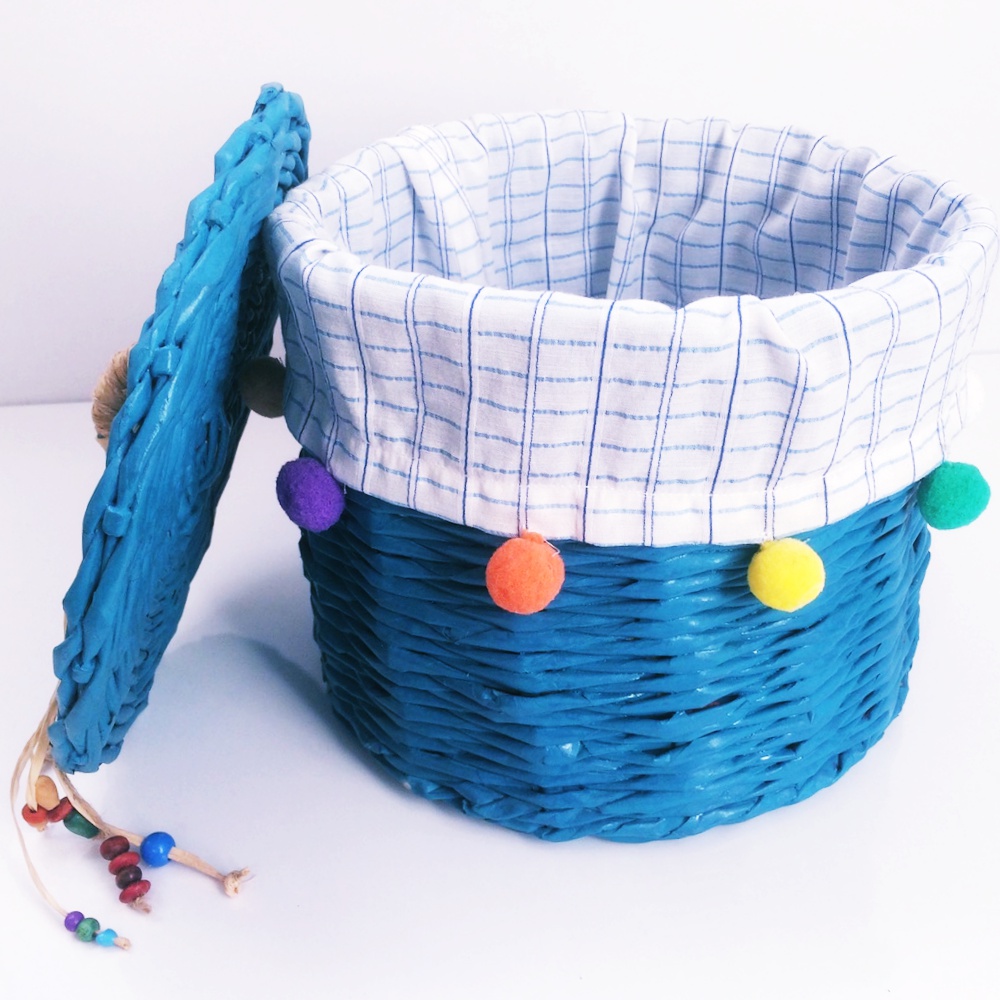 El Yapımı Kapaklı Çok Amaçlı Örgü Sepet