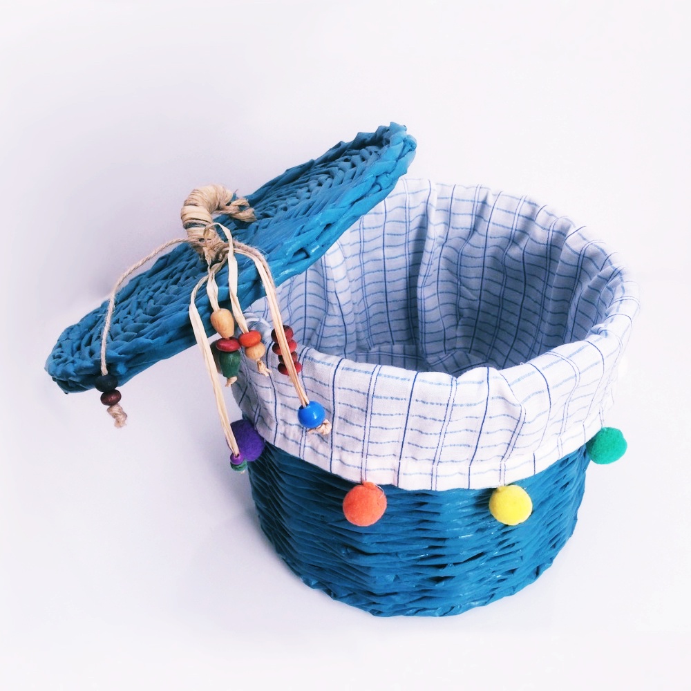 El Yapımı Kapaklı Çok Amaçlı Örgü Sepet