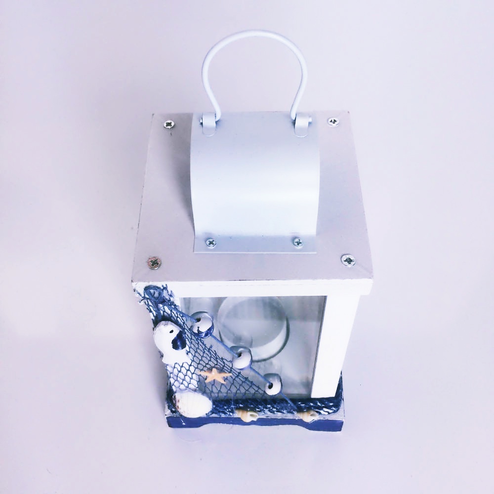 Ahşap Dekoratif Balık Ağı Süslemeli Fener Mumluk