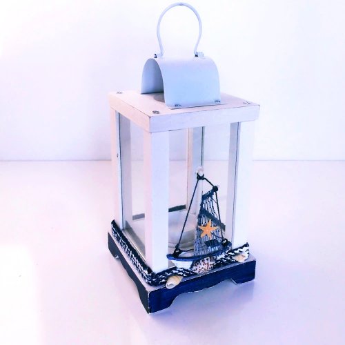 Ahşap Dekoratif Yelkenli Fener Mumluk