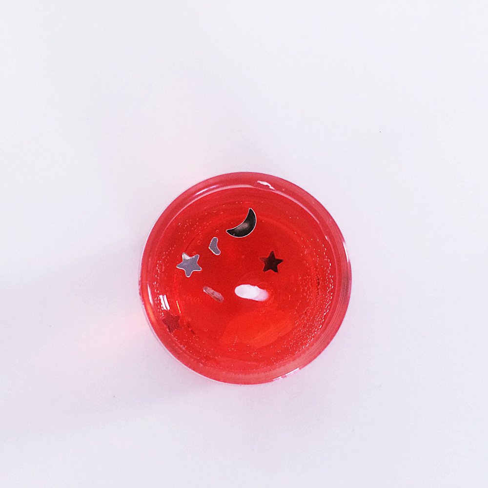 Ağaç Mumlukta Renkli Camlı Mum