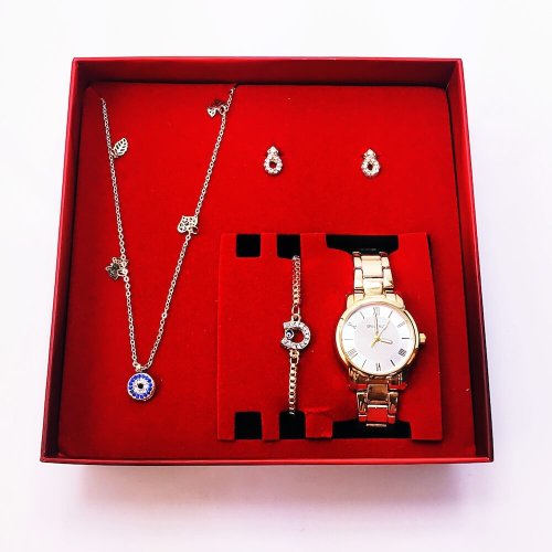 Spectrum Roma Rakamlı Bayan Kol Saati Kolye Küpe Bileklik Seti