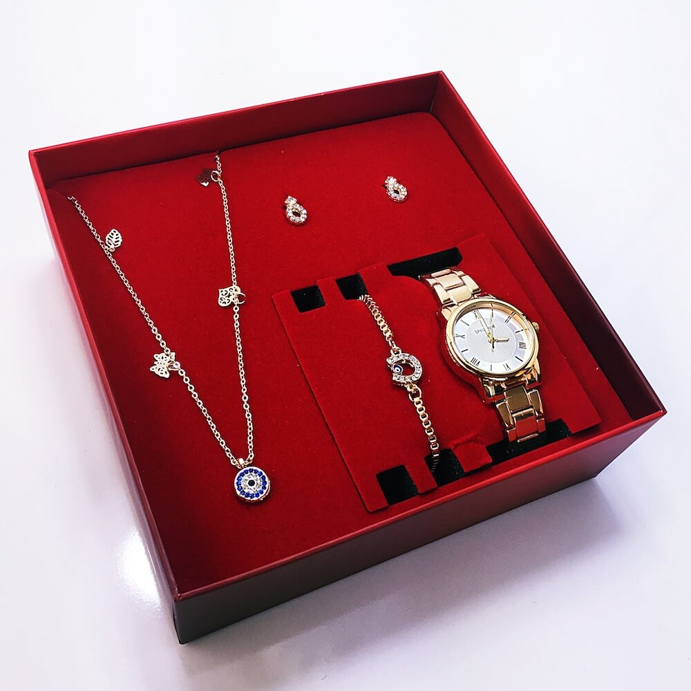 Spectrum Roma Rakamlı Bayan Kol Saati Kolye Küpe Bileklik Seti