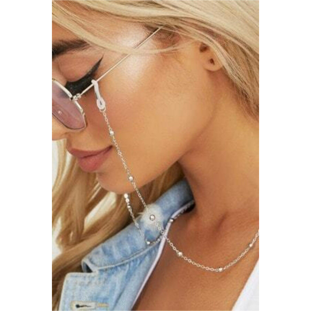 Gözlük Zinciri Chic Minik Toplu Gümüş Rengi Silver Kadın Gözlük Askısı
