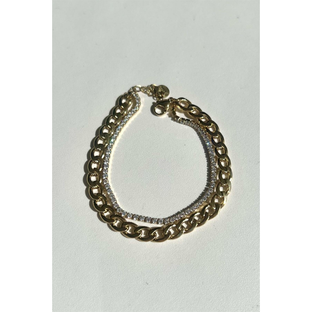 Çift Sıra Suyolu Zincir Bileklik | Çelik