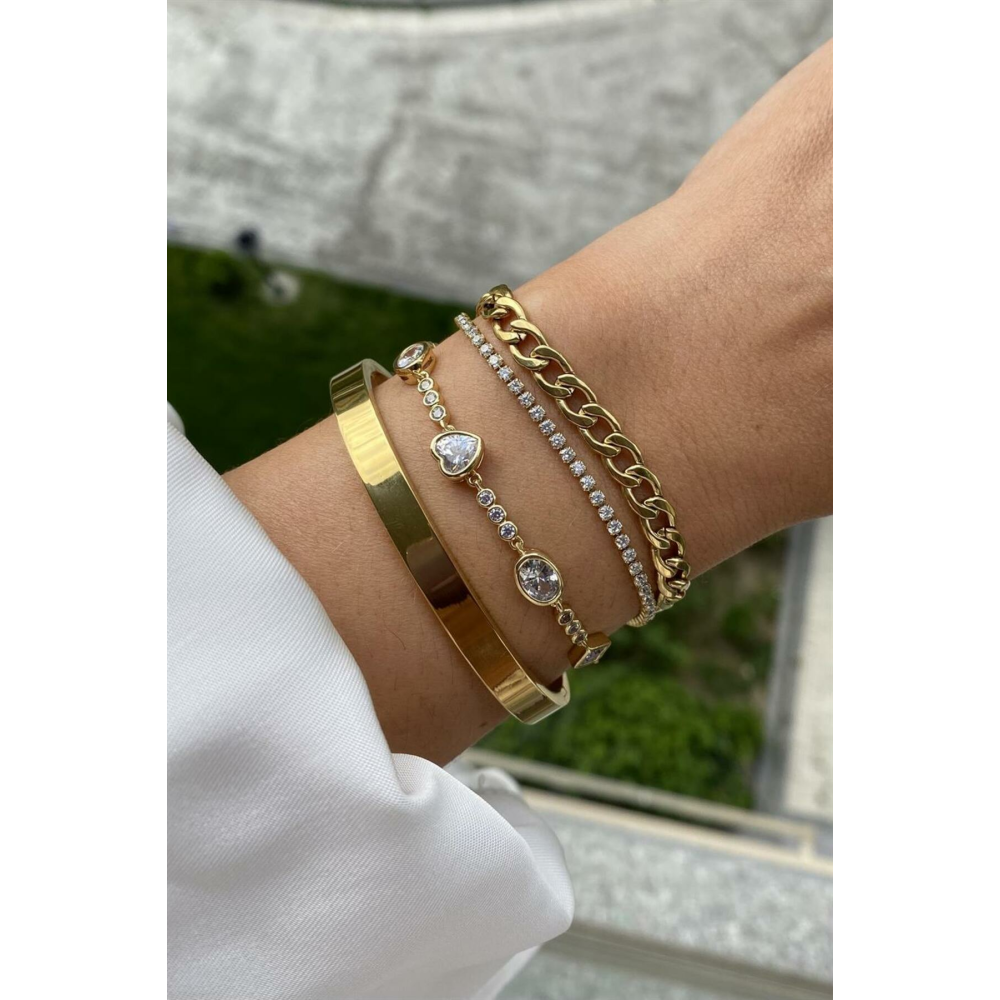 Çift Sıra Suyolu Zincir Bileklik | Çelik