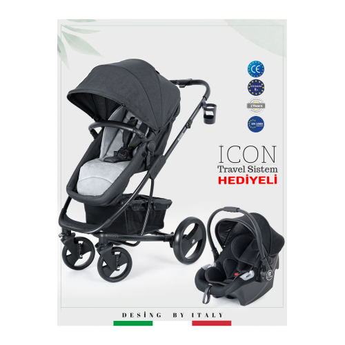 9023 Icon Travel Sistem Bebek Arabası - Siyah
