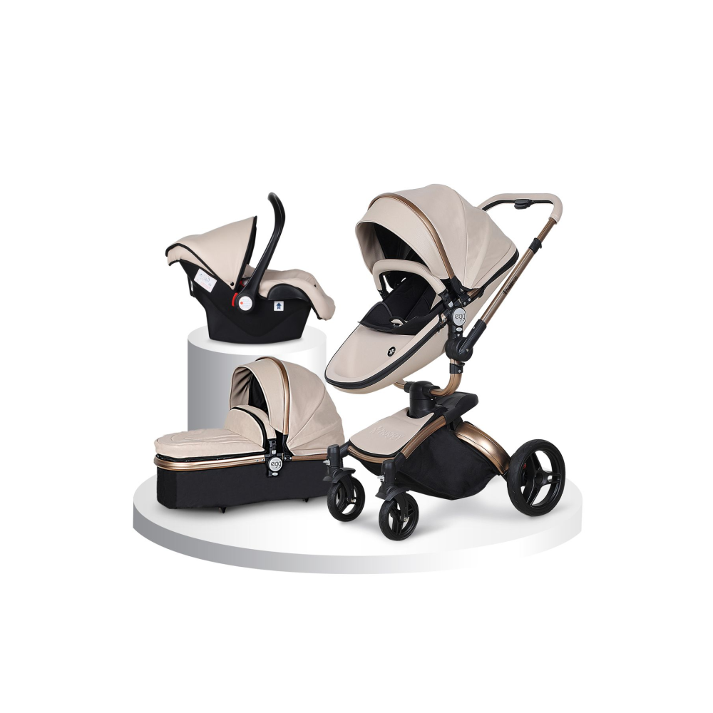 Egg 6 in 1 Krem Çift Yönlü Travel Sistem Bebek Arabası 360 Derece Döner