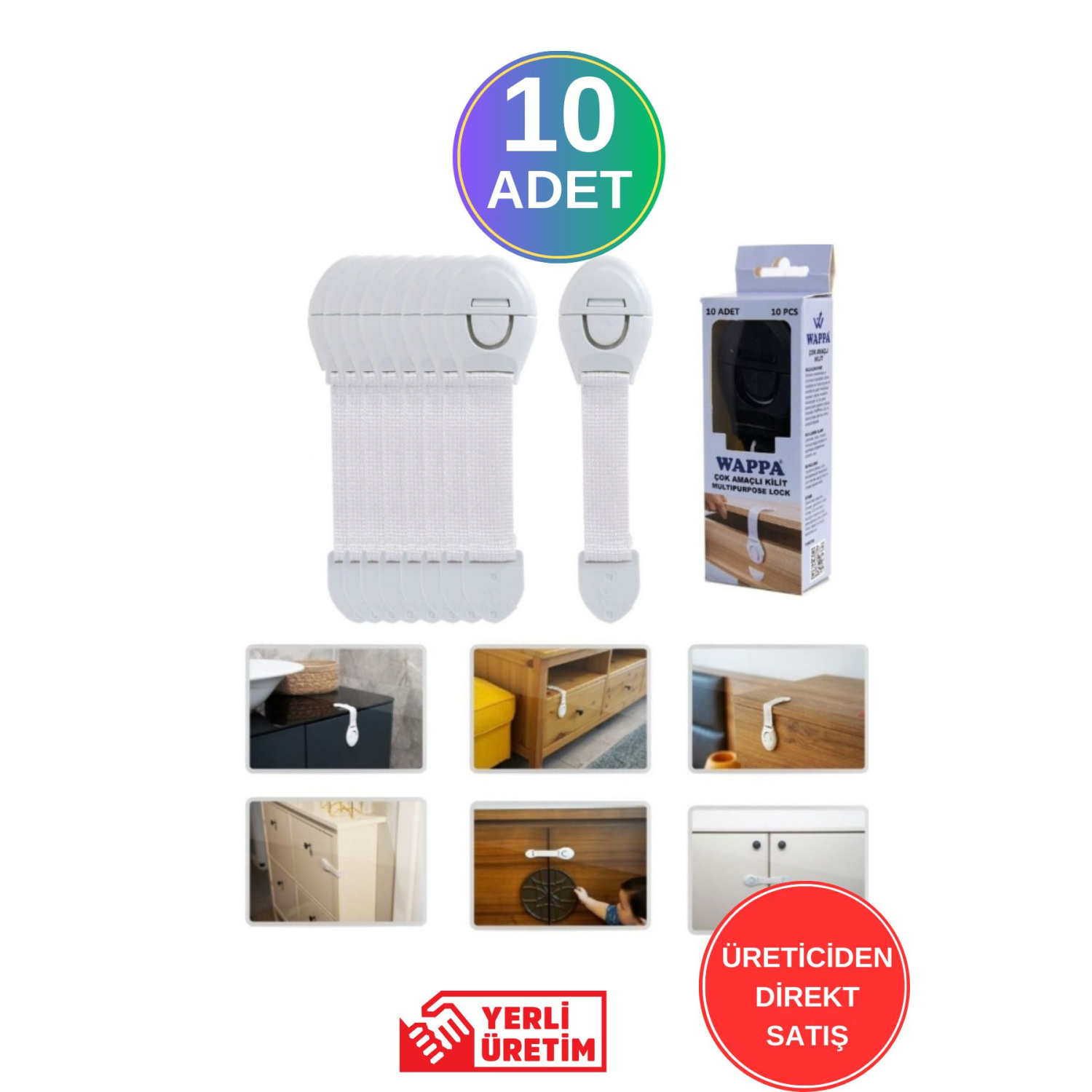 10 Adet Bebek Çocuk Güvenlik Dolap Ve Çekmece Kilidi Çok Amaçlı Çocuk Kilit Süper Üstün Yapışma