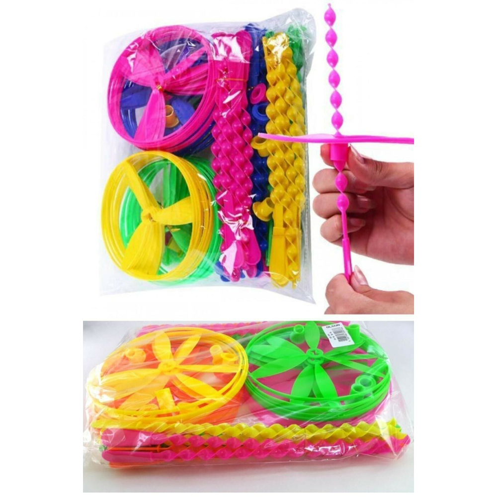 12 Adet Nostalji Oyuncak Uçan Daire - Ufo Pervane - Fırıldak 12 Adet Ürünler Florasan Renklerdir