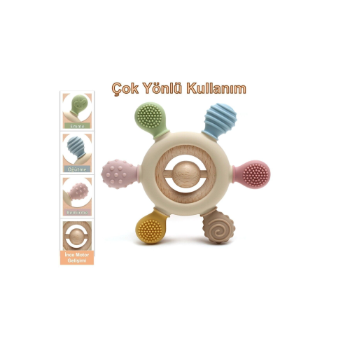 Bebek Diş Kaşıyıcı Halka Dümen (BEJ RENK DİŞLİK)