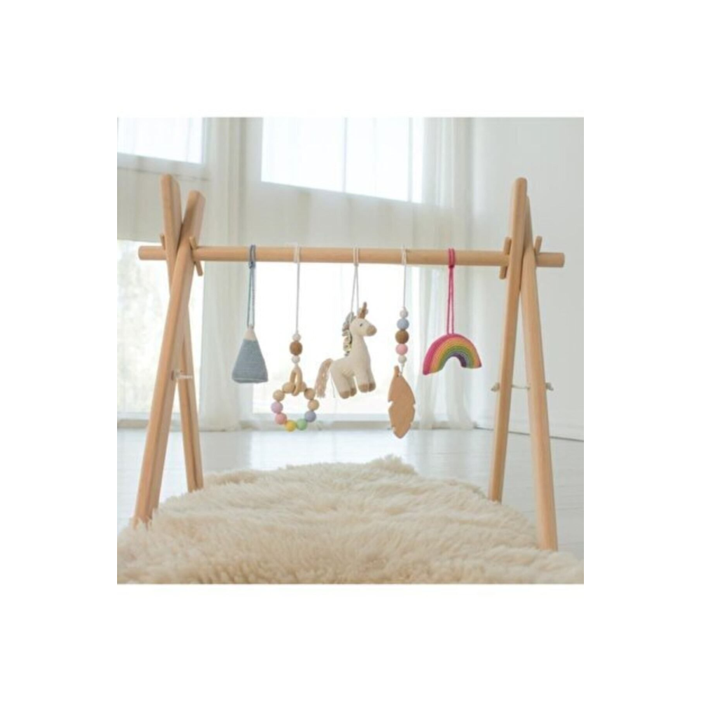 Doğal Ahşap Bebek Egzersiz Aleti Oyun Alanı (oyuncaklar Dahil Değ