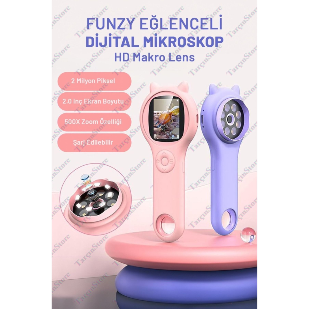FUNZY Eğitici 500X Mikroskop Taşınabilir ve Silikon Kılıflı