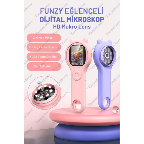 FUNZY Eğitici 500X Mikroskop Taşınabilir ve Silikon Kılıflı