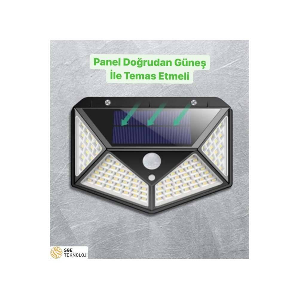 Güneş Enerjili Hareket Sensörlü 4 Taraflı Bahçe Garaj Ev Aydınlatma Lambası