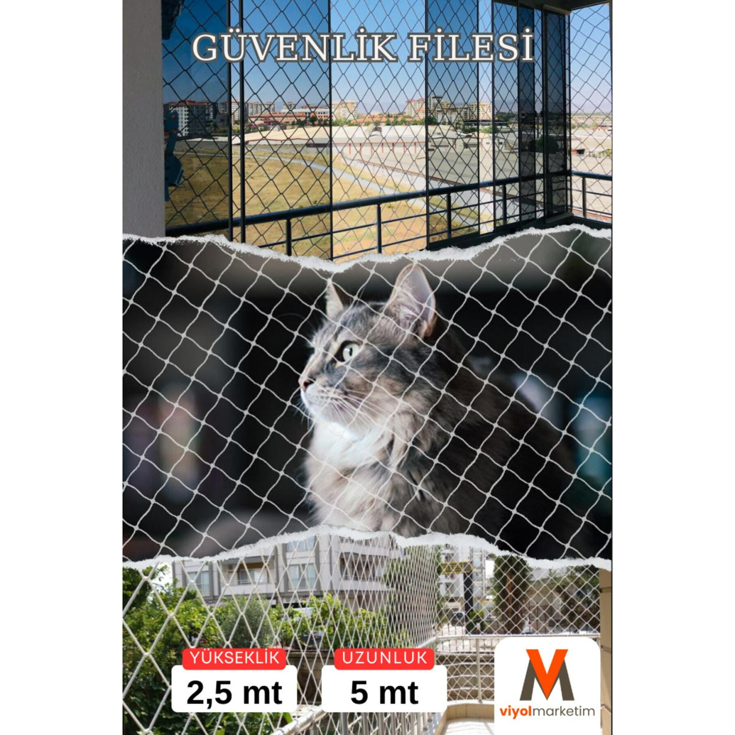 2,5x5 Metre | Balkon Filesi | Kedi Balkon Filesi | Balkon Kuş Filesi | Balkon Güvenlik Filesi