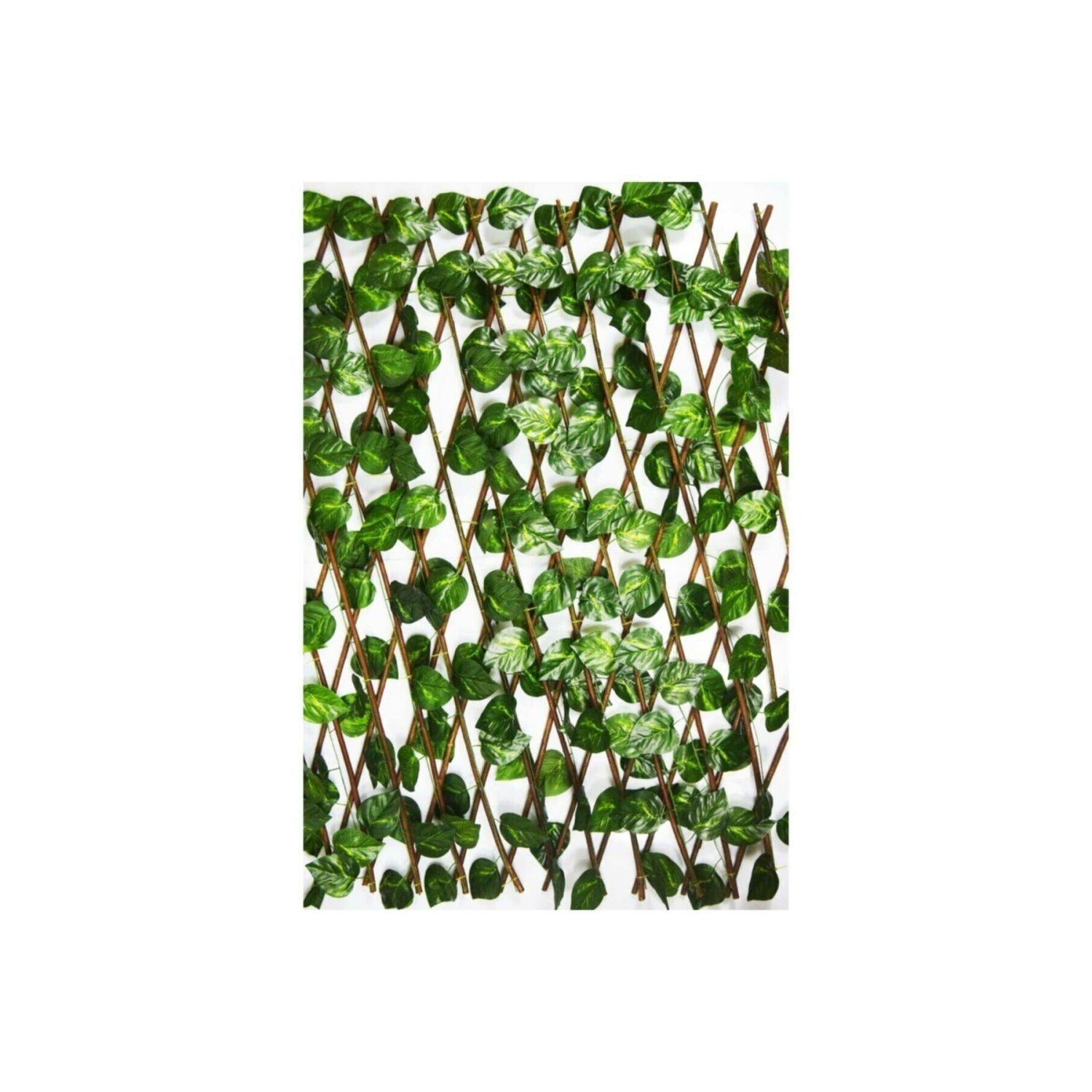 Yapay Sarmaşıklı Çit, Açılır Kapanır Ahşap Çit, Dekoratif Bahçe Çiti 120 Cm X 2,50mt'e Uzatılabilir