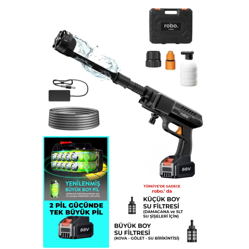 Turbo 1  Şarjlı  70 Bar Yüksek Basınçlı  Oto Yıkama Makinesi  Ve Sulama Tabancası