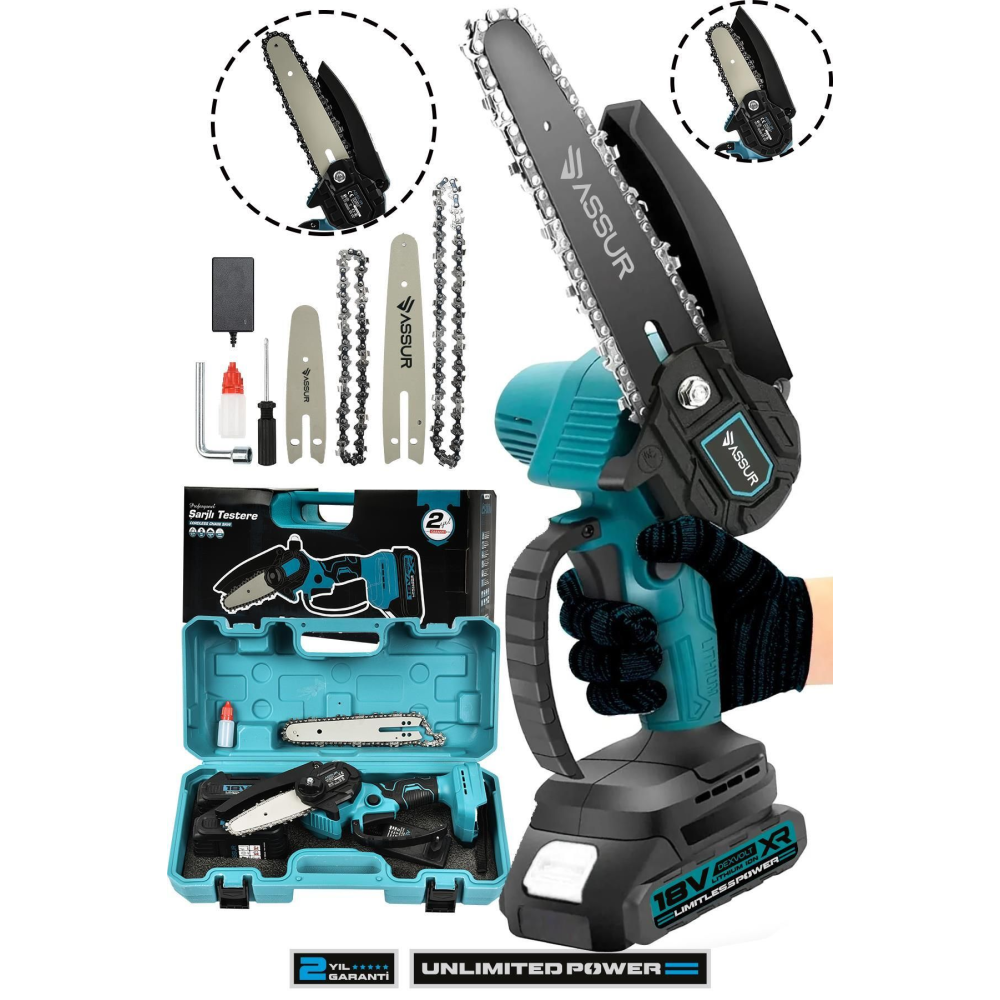 Profesonel Metal Dişli 18v 1.5ah Şarjlı Dal Budama Testeresi