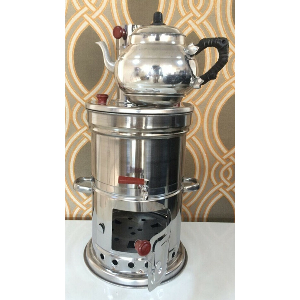 Tek Musluklu Demlik Hediyeli Paslanmaz Odunlu Semaver